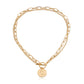 Retro Geometric Portrait Embossed Necklace Female Simple Double Layer Metal Chain Necklace Jewelry