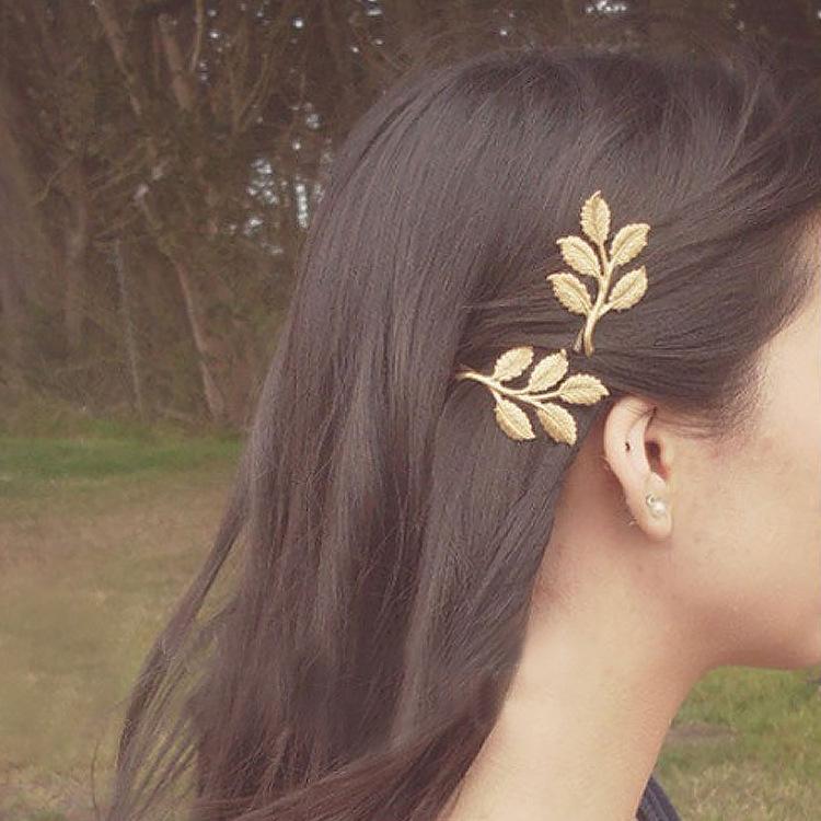 Retro Mori hair accessories olive branch hairpin beautiful bride metal headdress tree leaf edge clip