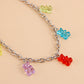 Jewelry geometric exaggerated O word chain colorful bear pendant necklace femininity small fresh necklace