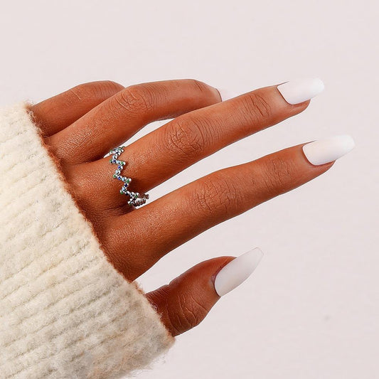 Simple niche design women's stainless steel opening adjustable W line oil dripping ring