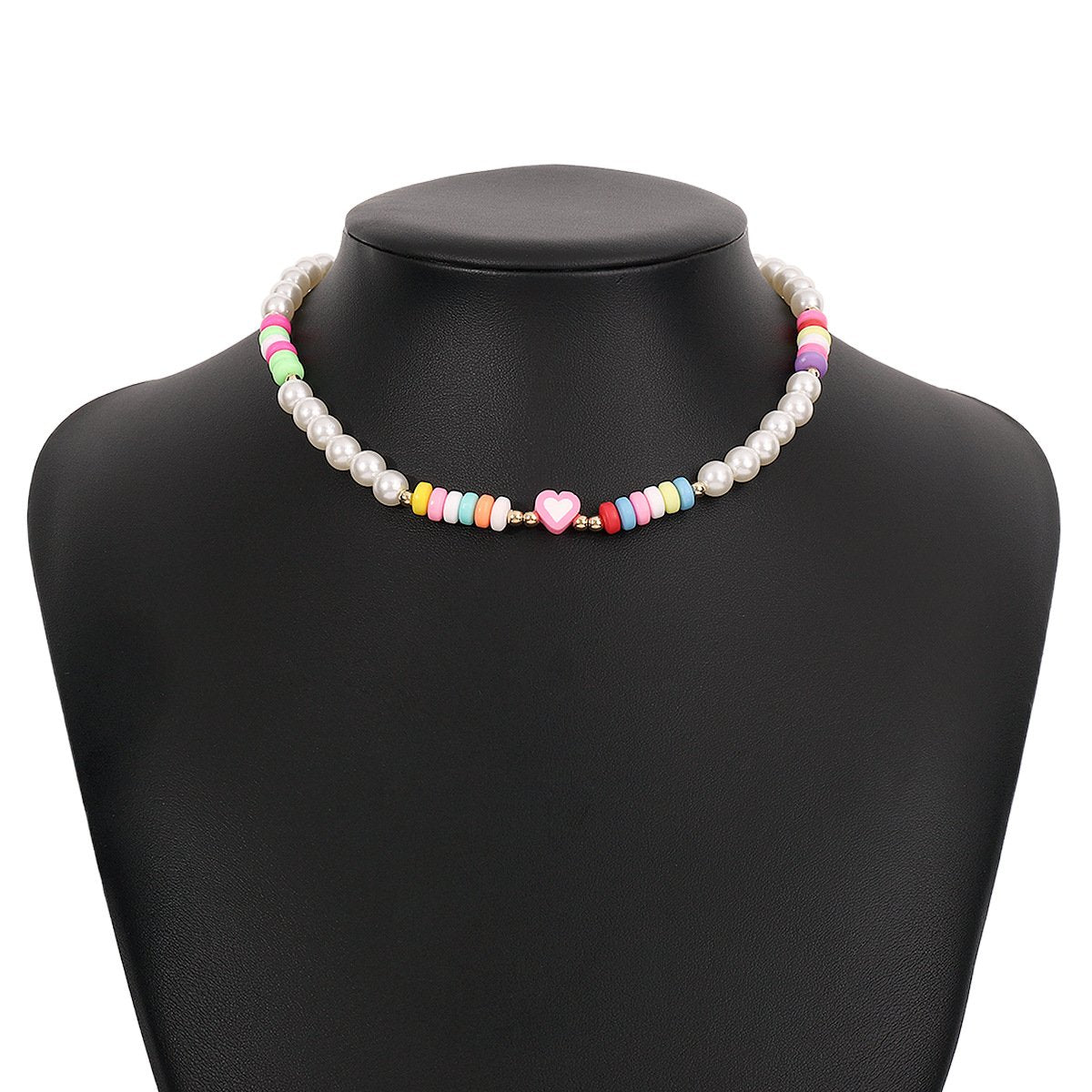 N9966 Bohemian Ethnic Necklace Imitation Pearl Soft Pottery Colorful Necklace Leisure Vacation Pendant