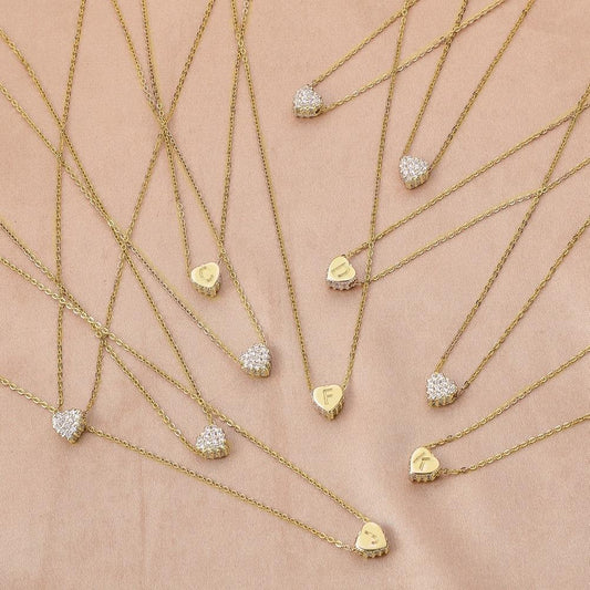 Fashion full of diamond love letter small necklace diamond personality simple temperament elegant trend clavicle chain