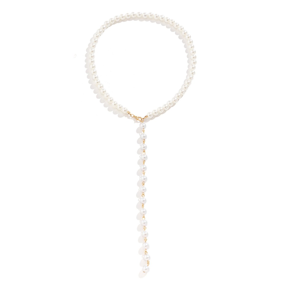 Jewelry Simple and Versatile Imitation Pearl Beaded Clavicle Necklace Fashion Retro Long Tassel Necklace