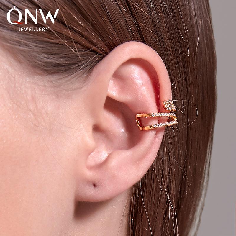Retro diamond-studded snake-shaped ear clips without ear holes ins fashion personality simple c-shaped ear bone clip versatile earrings