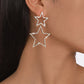 E1682 Sexy women's group fashion rhinestone earrings pentagram double-layer personality fashion temperament earrings