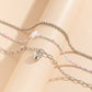 Jewelry Sweet Cool Pink Diamond Peach Heart Pendant Rice Bead Necklace Simple Diamond Chain Clavicle Necklace
