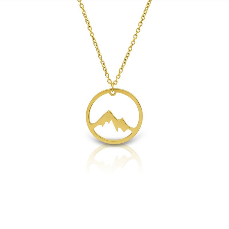 Hollow Mountain Necklace Round Mountain Charm Titanium Steel