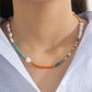 Jewelry beaded heart-shaped geometric necklace simple ethnic color special-shaped imitation pearl necklace female