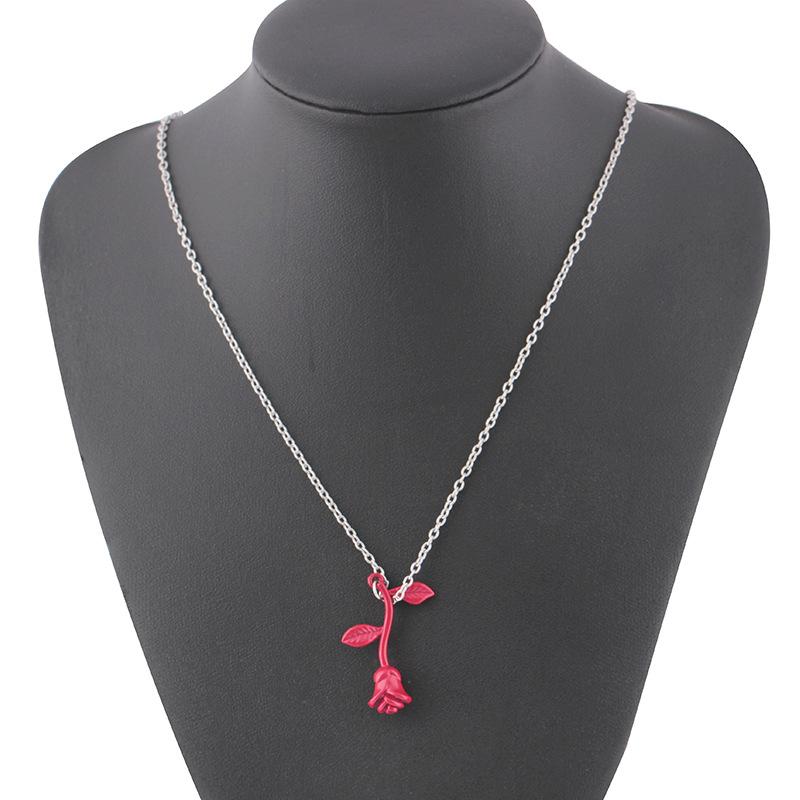 Rose Pendant Necklace Cute Plant Flower Clavicle Chain Necklace Jewelry