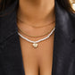Jewelry Temperament Retro Diamond Heart Pearl Necklace Hip Hop Metal Geometric Clavicle Necklace