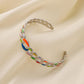 Twist Braided Geometric Creative Ladies Stainless Steel Opening Design Colorful Chain Painting Oil Bracelet