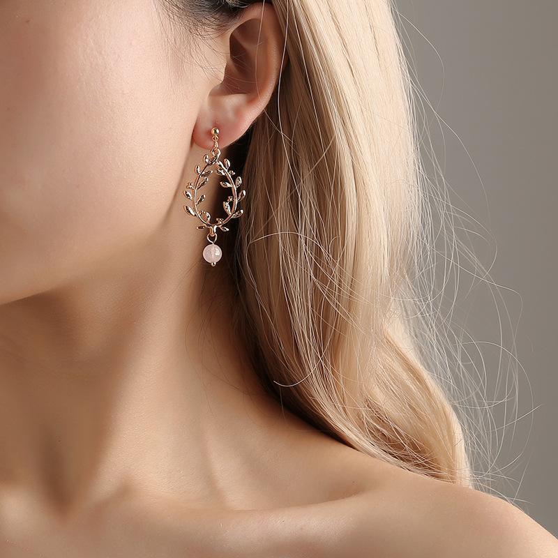 Earrings Fashion Creative Long Wheat Earrings Geometric Hollow Leaf Stud Earrings