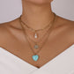 N1189 Multilayer Necklace Turquoise Exaggerated Punk Necklace Retro Personality Fashion Necklace