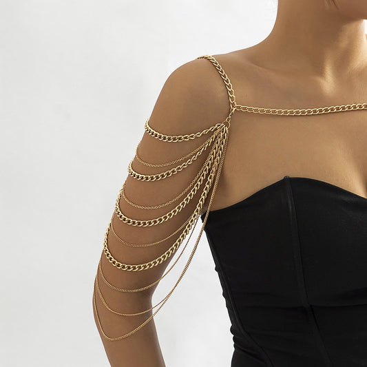 Jewelry Fashion Simple Metal Chain Tassel Shoulder Chain Personality Street Shot Geometric Body Necklace