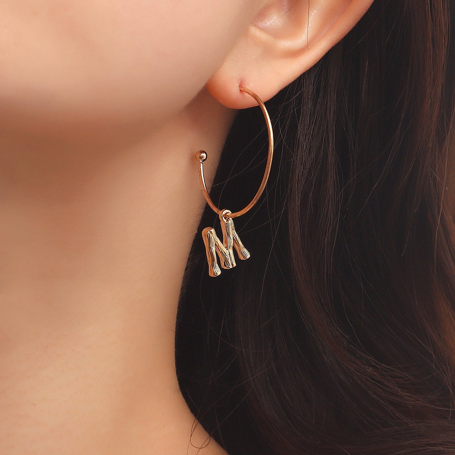 Jewelry punk geometric letter M pendant earrings female insC-shaped large ring earrings