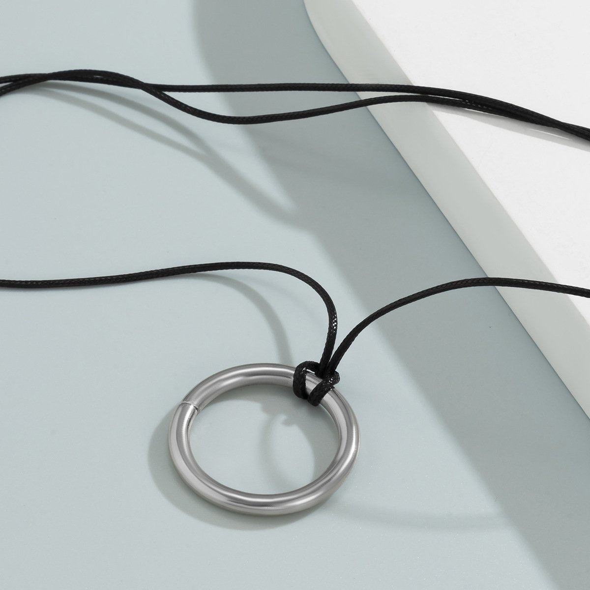 Jewelry punk cold metal ring pendant necklace simple personality wax line adjustment necklace