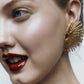 E1886 Retro Temperament Fan-shaped Earrings ZA Heavy Industry Metal Texture Fold Street Shoot Trendy Earrings Female