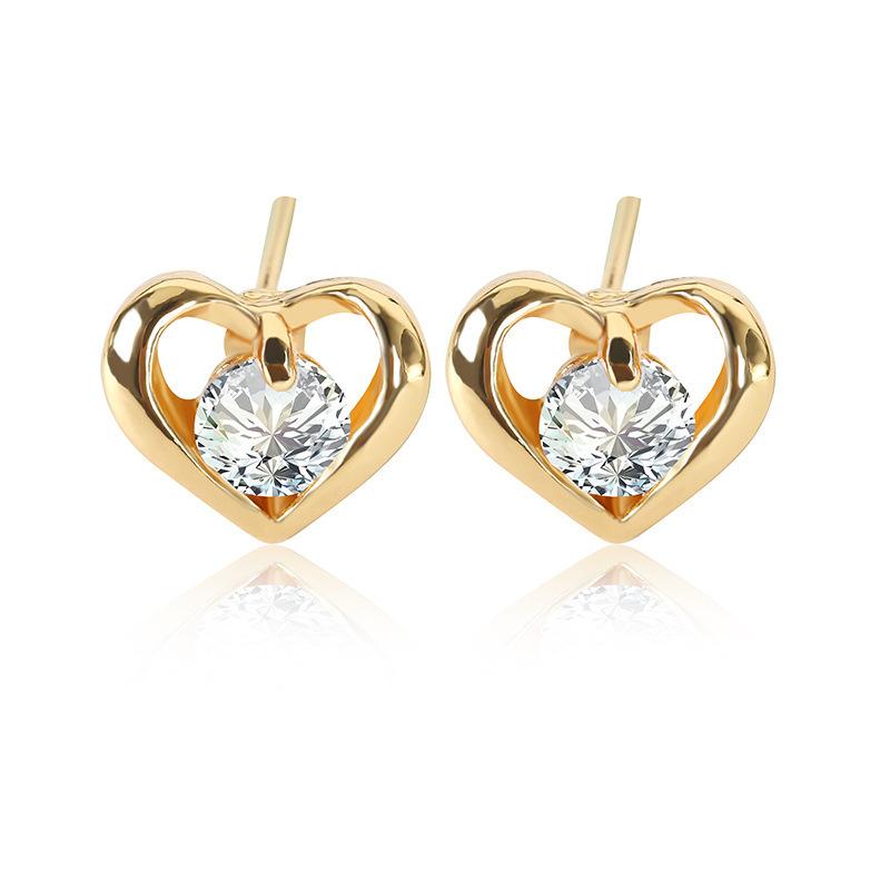 Simple love earrings fashion metal zircon peach heart earrings Dongdaemun earrings for women