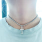 Popular ins minimalist all-match cross rhinestones full of diamonds bm girl cold necklace collarbone chain