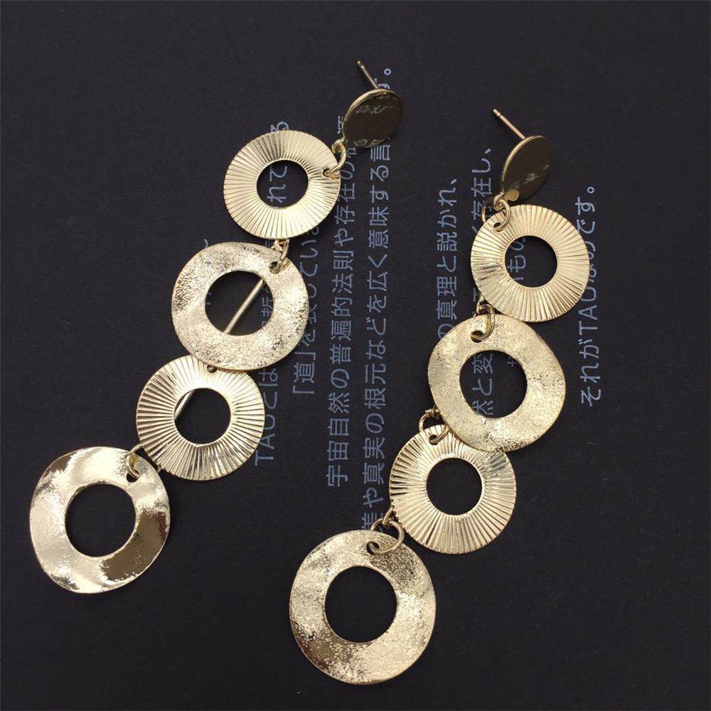 Ring string earrings ladies multi-level metal disc exaggerated earrings Christmas party stage performance