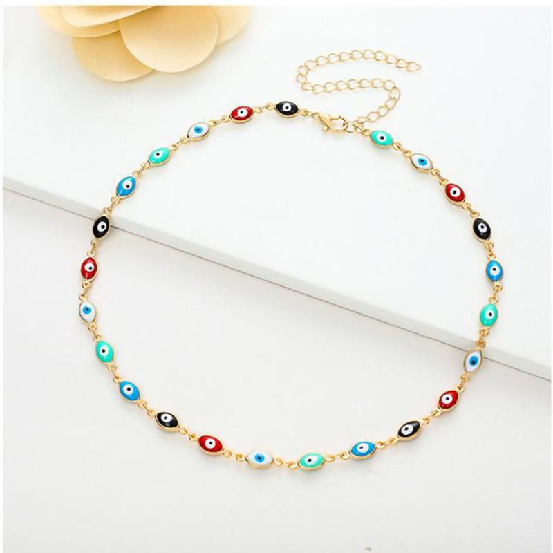 Bohemian Jewelry Retro Colorful Eyes Gold Fashion Bracelet Necklace Women