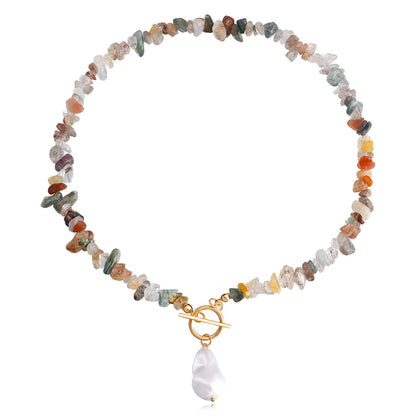 Jewelry Large Shaped Pearl OT Buckle Necklace Female Beach Simple Trend Color Turquoise Necklace