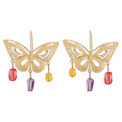 E1627 Personality Earrings ZA Butterfly Hollow Creative Fashion Earrings Metal Exaggerated Resin Earrings Female