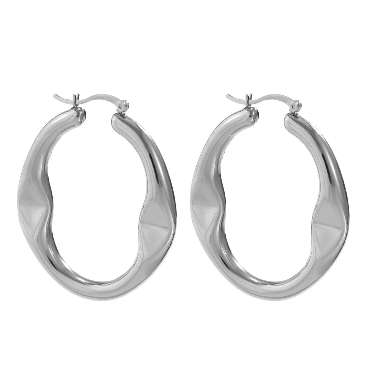 Jewelry Fashion Street Shot Metal Texture U-Shaped Earrings Female Simple Versatile Geometric Hollow Earrings