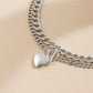 Jewelry Creative OT Buckle Geometric Necklace Punk Thick Chain Open Peach Heart Double Layer Necklace Female