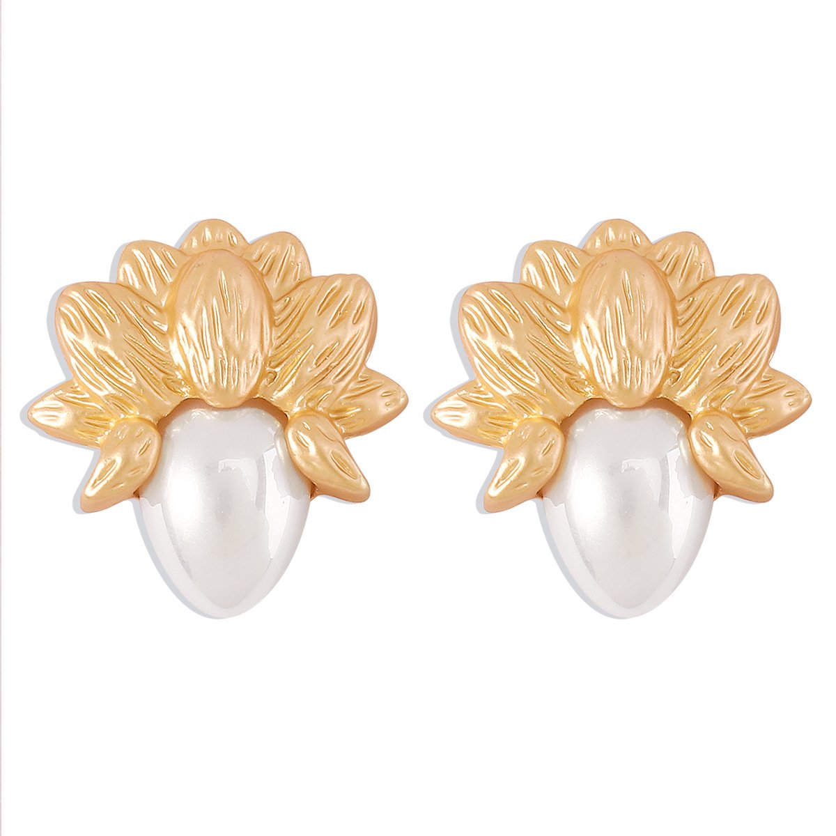 1163 Medieval Palace Simple Pearl Earrings Niche Retro Elegant Personality Geometric Earrings