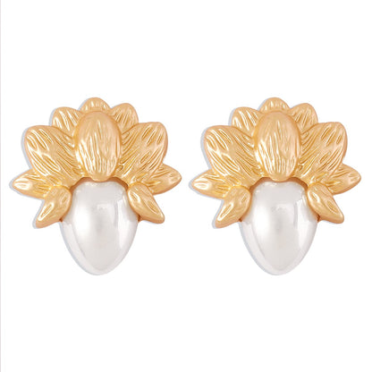 1163 Medieval Palace Simple Pearl Earrings Niche Retro Elegant Personality Geometric Earrings