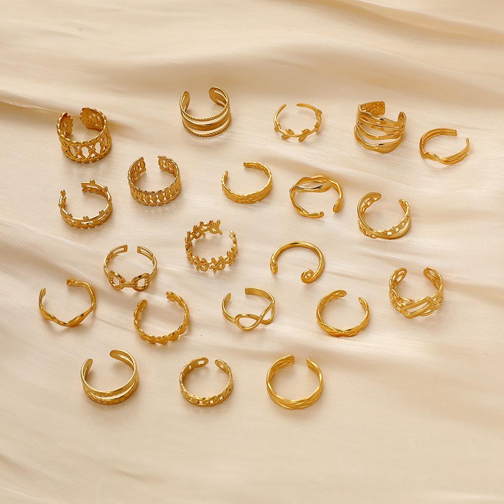 Fashion Simple Versatile Stainless Steel Ring Irregular Open Ring Ladies Ring Jewelry