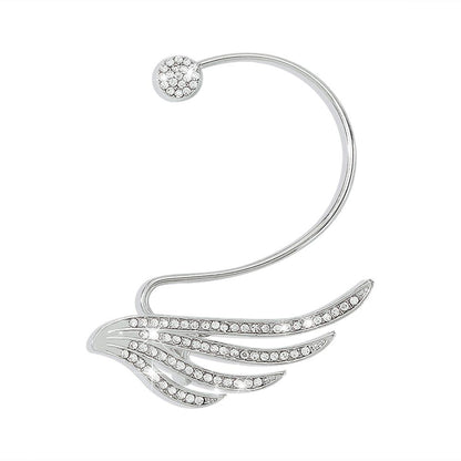 E1154 Cold personality earrings without piercing simple temperament ear hanging full of diamond wings sweet cool ear clip