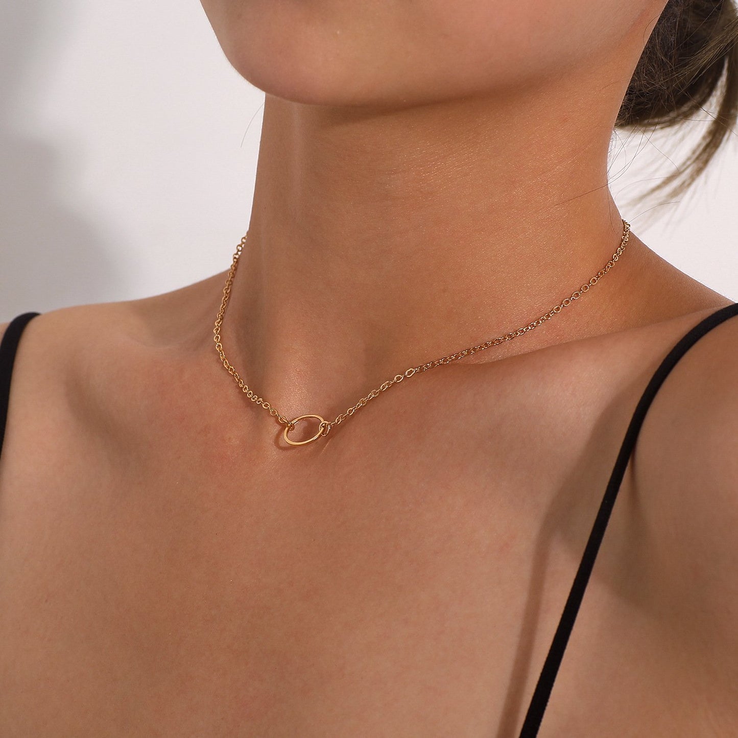 Jewelry Temperament Fashion Geometric Ring Necklace Female Personality Handmade Simple Metal Chain Necklace