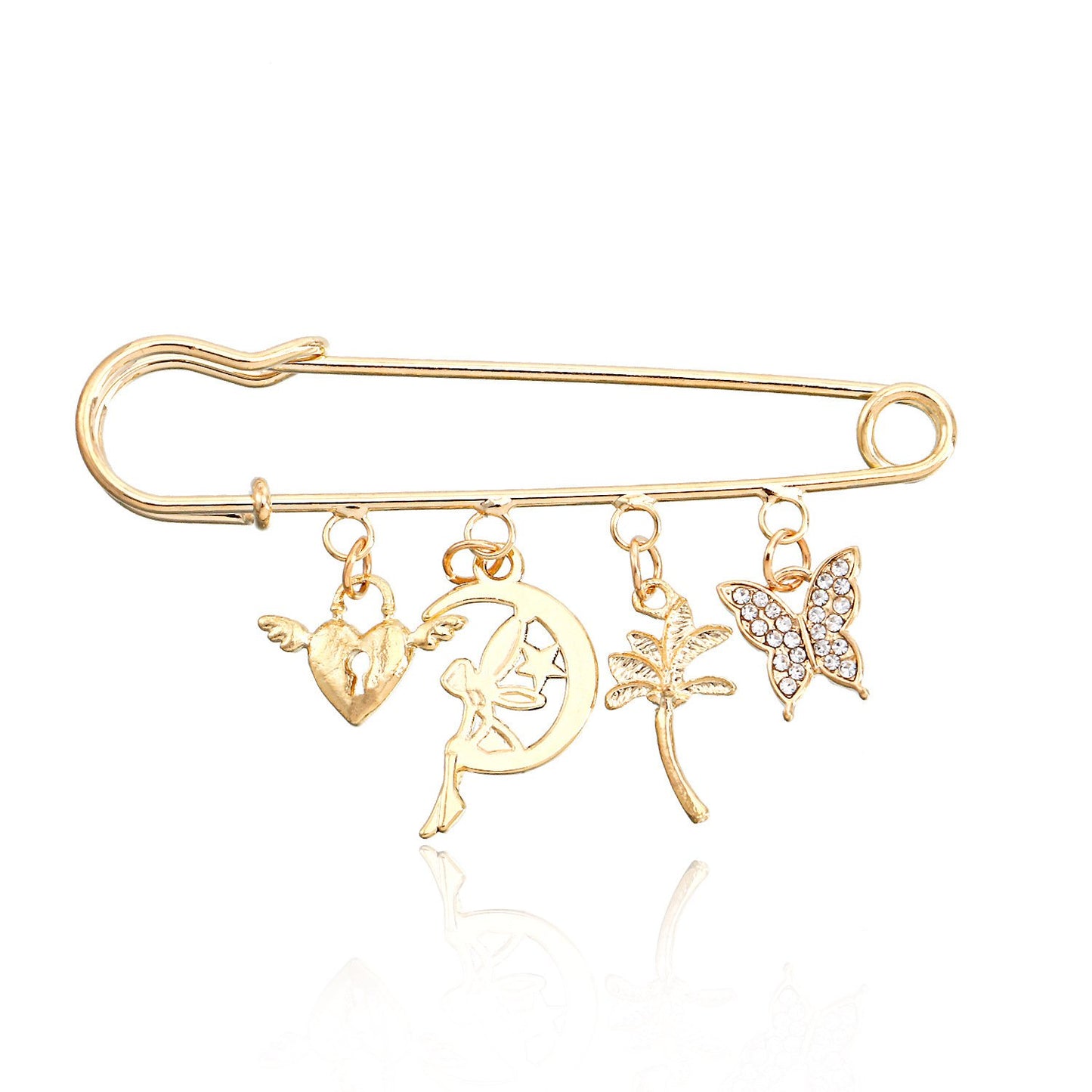 Jewelry simple tassel multi-element brooch accessories female geometric micro-diamond butterfly exaggerated brooch