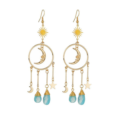 Bohemia Exaggerated Crystal Earrings Fashion Alloy Moon Star Earrings Accessories