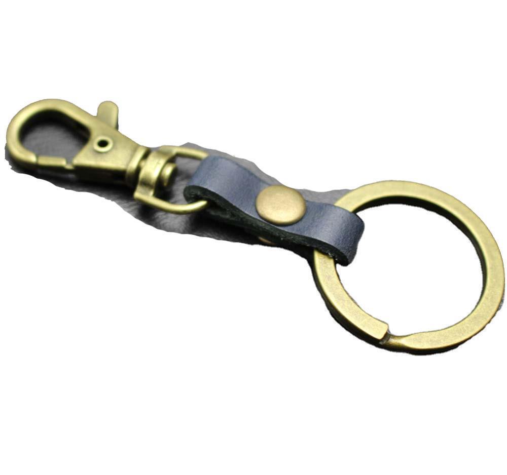 Top layer cowhide key chain key ring dog buckle 4 colors genuine leather bag pendant accessories ancient bronze color