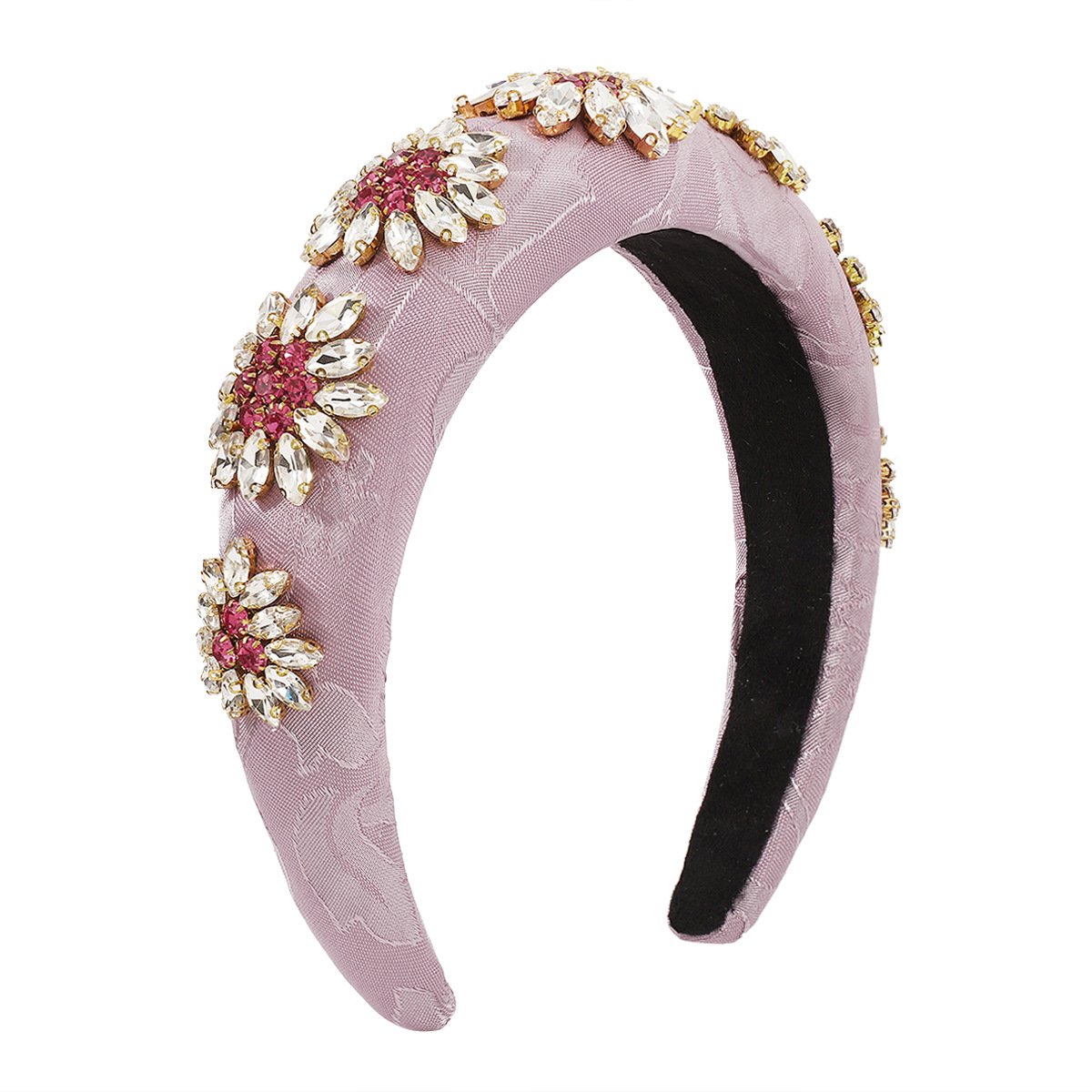 F4772 Baroque Retro Heavy Industry Exaggerated Headband Embroidered Rhinestone Flowers Thick Sponge High Skull Top Light Luxury Headband