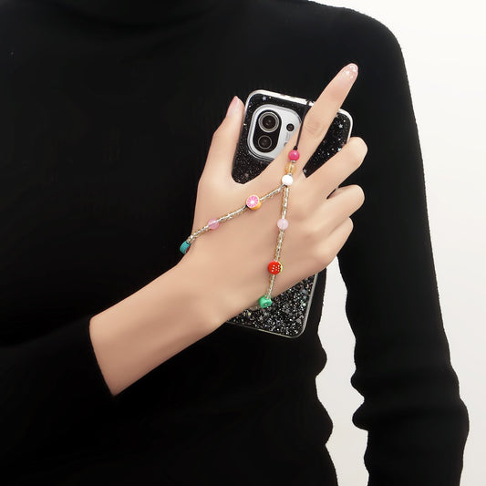 Jewelry ins trendy color fruit element mobile phone lanyard mobile phone beaded chain hand-woven pendant