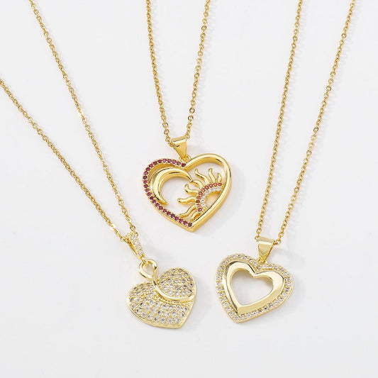 ZN161TikTok Light Luxury Geometric Niche Love Necklace Hollow Micro-inlaid Irregular Necklace