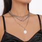N1421 Jewelry Retro Exaggerated Multi-Layered Wearing Necklace LOVE Disc OT Buckle Chain Necklace