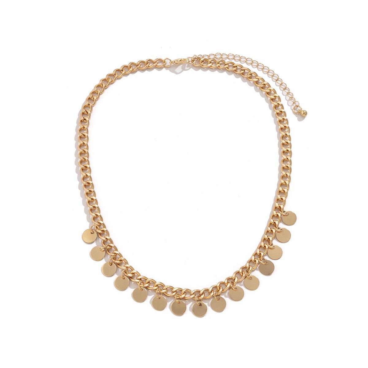 Jewelry Personality Punk Geometric Chain Necklace Simple Metal Sequin Tassel Clavicle Necklace Female