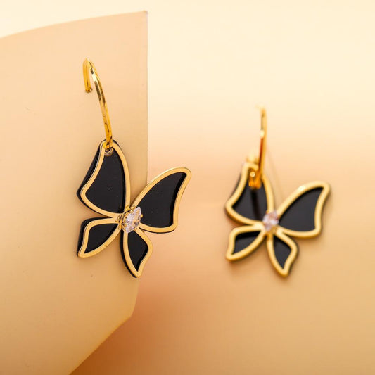 Elegant and creative golden geometric butterfly fashion plate earrings trend character hollow ear jewelry female