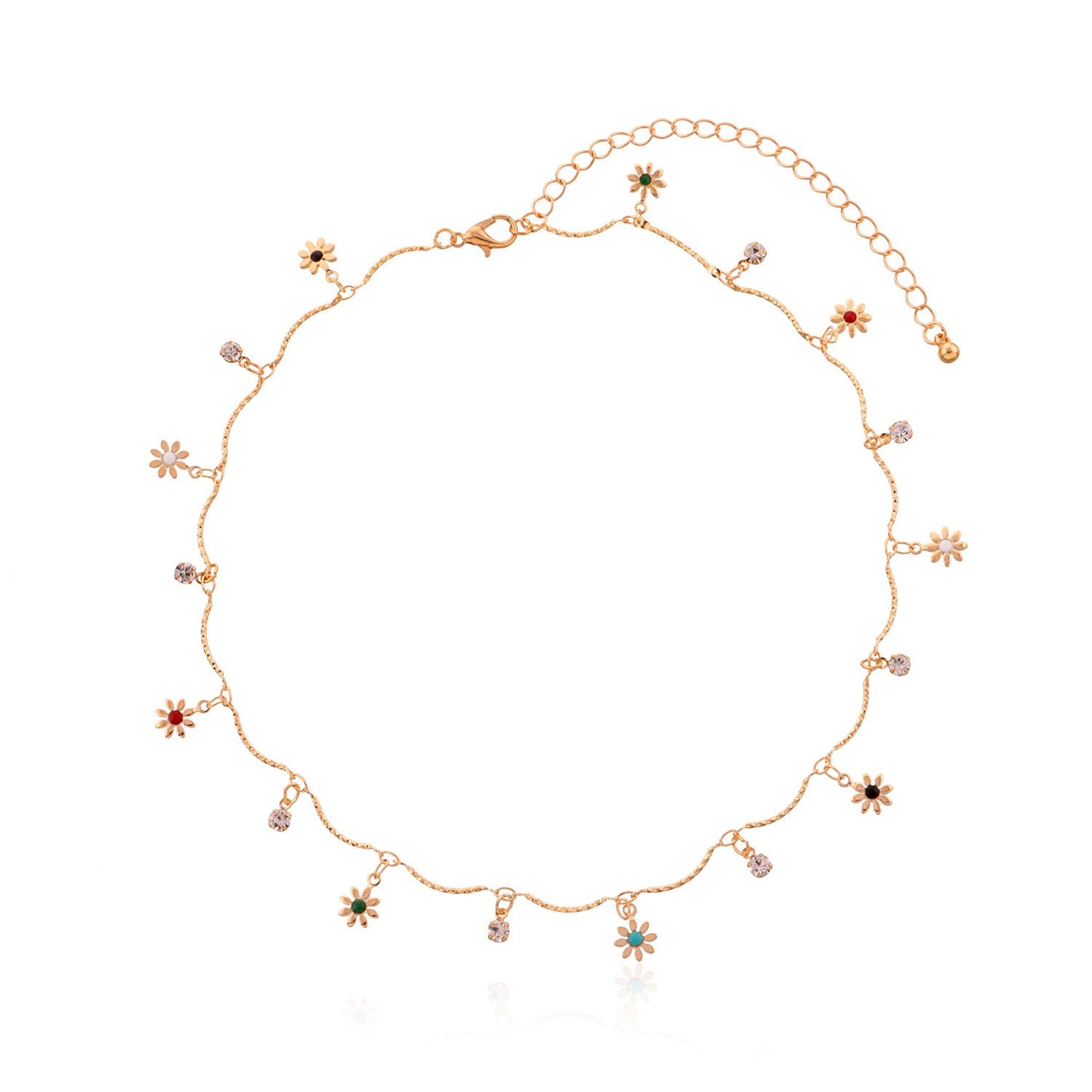 Jewelry Hand-bent Rhinestone Painted Flower Necklace Femininity Versatile Trendy Personality Pendant
