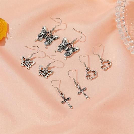 Earrings Retro Cloud Butterfly Earrings Personalized Dark Cross Earrings Halloween Accessories