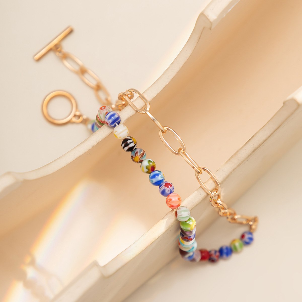 Jewelry Simple Asymmetric Printed Bead Necklace Female Niche Cross Chain OT Buckle Necklace
