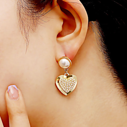 Jewelry beautiful imitation pearl love pendant earrings female hot girl ins trend earrings