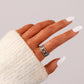 Simple personality niche design stainless steel opening adjustable hollow sun dripping oil ring female
