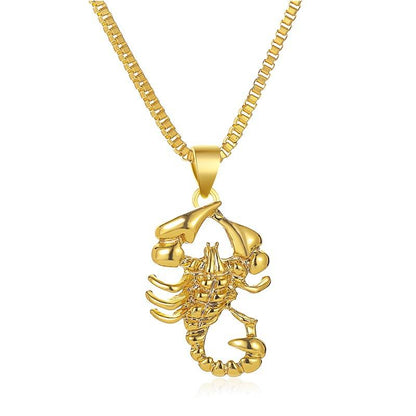 Necklace Hip Hop Retro Hollow Necklace Trendy Personality Imitation Gold Scorpion Pendant Sweater Chain