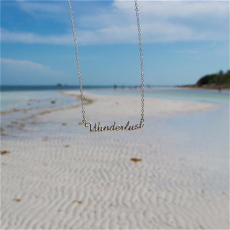 Popular Women's Trinkets Creative Alphabet Rambler Outdoor Pendant Necklace Travel Small Gift